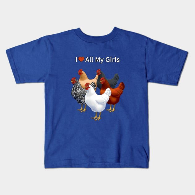 I Heart (Love) All My Girls (Hens) Kids T-Shirt by csforest